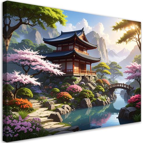 Bild auf Leinwand Japanischer Garten Pagode Landschaft Natur 30x20 (1/5)