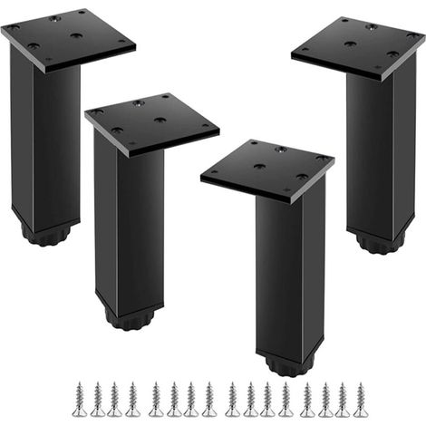 Verstellbare Aluminium-Möbelfüße, 4er-Set, für Möbel, Sofas und Tische, schwarz, 30 cm (Verstellbereich 300-318 mm)