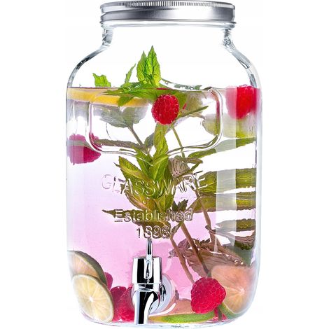 KADAX Getränkespender aus Glas, 4L, Wasserspender mit Zapfhahn und Deckel (1/5)