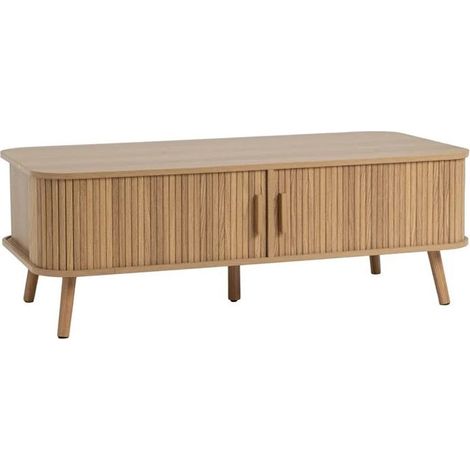 Table basse - JUANIO - 120x60x41 cm - Bois - Naturel - Tiroir 55x60x22 cm (1/5)