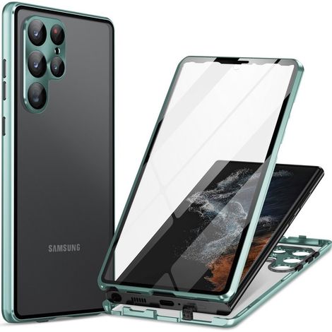 Custodia magnetica in doppio vetro per Samsung Galaxy S23 Ultra, verde (1/5)