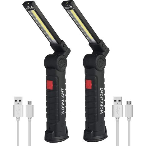 Lampe LED rechargeable lot de 2 magnétique 5 modes USB pliable (1/5)