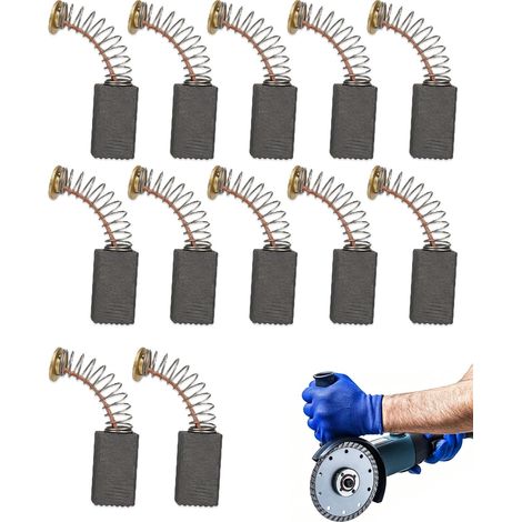Balais Charbon 5x8x15mm Lot de 12 Graphite Pureté Meuleuse d'Angle, Transmission stable réduisant l'usure, élimine les pannes sur outils électriques. (1/5)