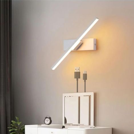 Moderne LED Applique Murale avec Tactile Dimmable Interrupteur Intérieur Lampe Murale LED avec 330° Pivotant Bras Aluminum Rechargeable Luminaire Mural pour Chambre Salon (Blanc Lumière Chaude,30CM) (1/5)