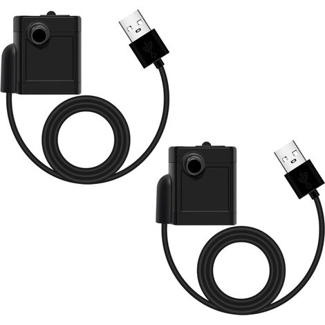 Pompe A Eau USB - 250 L/H - Hauteur De Levage 0,6 M - 3 W - Pour Aquarium Bassin Fontaine Jardin - Lot De 2 (1/5)
