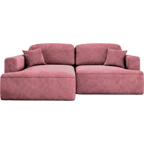 CHIARA - Canapé d'angle tissu velours 4 places Rose Droit (1/5)