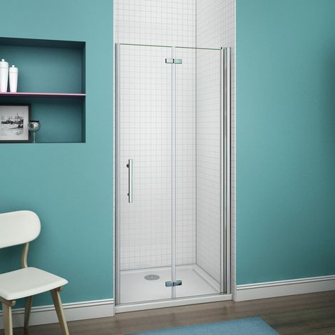 90x197cm Duschkabine Duschabtrennung Dusche Scharniertür Falttür Echtglas (1/5)