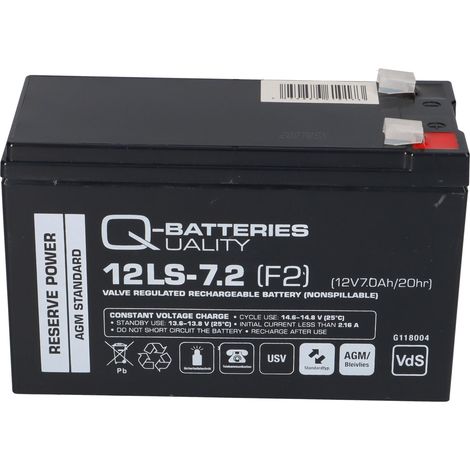 Q-Batteries 12LS-7.2 F2 12V 7,2Ah Blei-Vlies-Akku / AGM VRLA mit VdS (1/5)