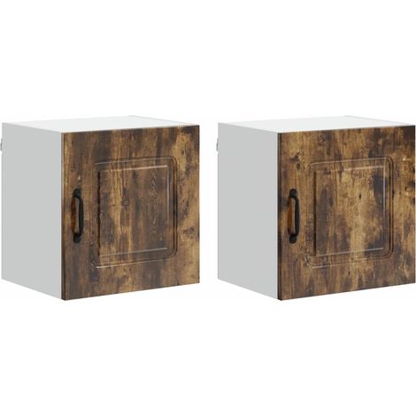 Set di 2 mobili da cucina moderni con ampio spazio di archiviazione 40 x 31 x 40 cm in legno multistrato rovere fumo 020053564