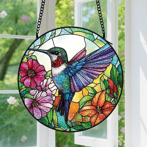 9cm Suspension en Vitrail Élégant, Attrape-Soleil Artistique pour Porte Maison, Cadeau Fête des Mères, Anniversaire pour Femme, Collègue (1/5)