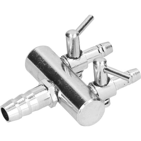 Valve de Distribution pour aquarium, tuyau d'oxygène, interrupteur de réglage du dioxyde de carbone, valve de distribution en acier inoxydable, 2 têtes (1/5)