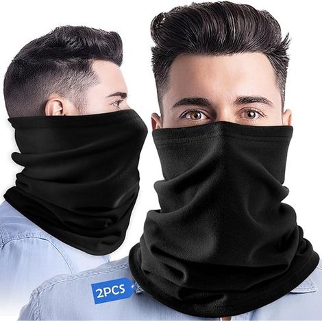 Conjunto de 2 braga de cuello negras，resistentes al viento y con protección UPF 50+，protector de cuello transpirable para ciclismo (1/5)