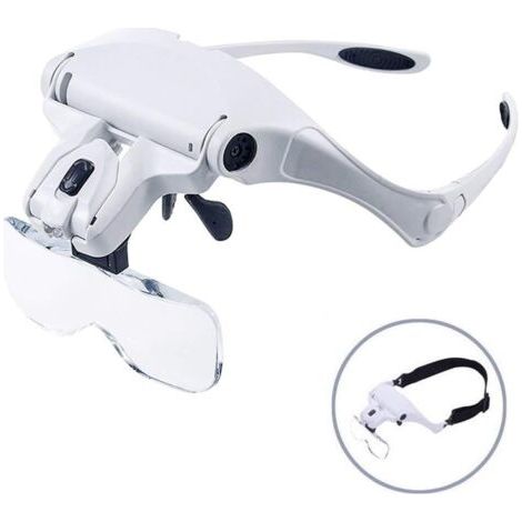 APEX - Loupe frontale avec lumière LED - Pour la lecture, les loisirs créatifs, les réparations, la fabrication de bijoux - Grossissements : 1x, 1,5x, 2x, 2,5x, 3,5x (1/5)