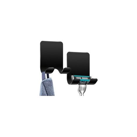 2 PièCes Noir Support De Rasoir Douche, Crochet Autocollant Support De Rasoir Douche Crochet AdhéSif En Acier Inoxydable, Salle De Bain Et Cuisine Porte-Serviette Sans Percer (1/5)