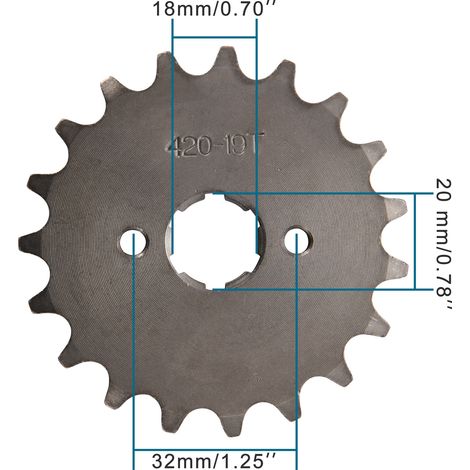 420-19 tooth small sprocket chain gear engine transmission gear assembly, bore diameter 20mm (1/4)