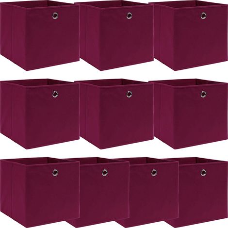 Boîtes de rangement 10 pcs Rouge foncé 32x32x32 cm Tissu (1/5)
