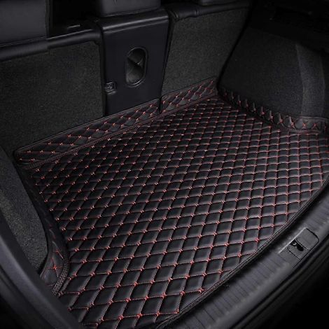 Kofferraumwanne mit erhöhtem Rand für Mazda CX-5 (2017–2023), Leder-Kofferraummatte, Schutzwanne – hundefreundlich und wasserdicht, Zubehör 25-2 Schwarzrot (1/5)