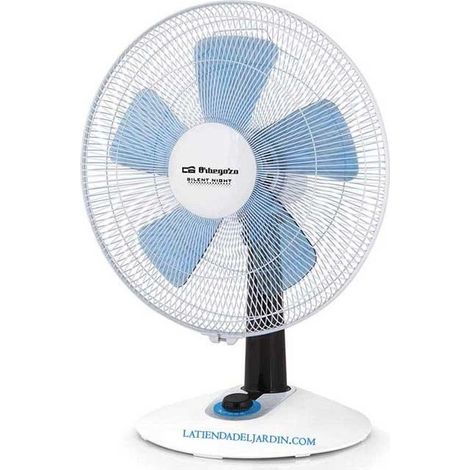Ventilateur de table silencieux 60W, oscillant, 4 vitesses, fonction turbo, éclairage LED, Orbegozo TF0148