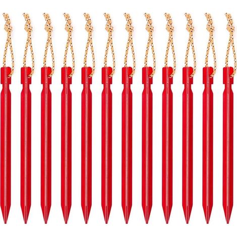 Lot 12 clous triangulaires aluminium 18cm – pour tente extérieur et camping, légers et résistants, maintien sécurisé au sol (1/5)