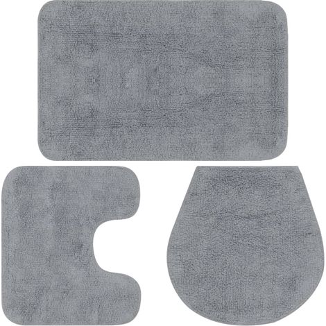 Conjunto de alfombrillas de baño de tela 3 piezas gris vidaXL