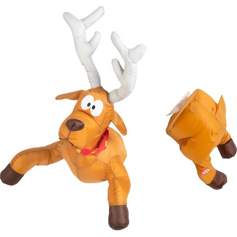 Décoration Animée Noël - Père Noël et Renne avec Animation de Jambes - Décor de Fenêtre avec Ventouses - Alimentation par Piles AA - 1 Pièce (1/5)