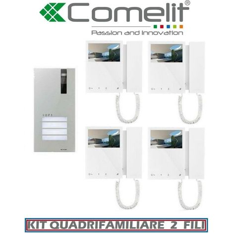 Kit videocitofono Quadrifamiliare 4 famiglie comelit 2 fili 8461m
