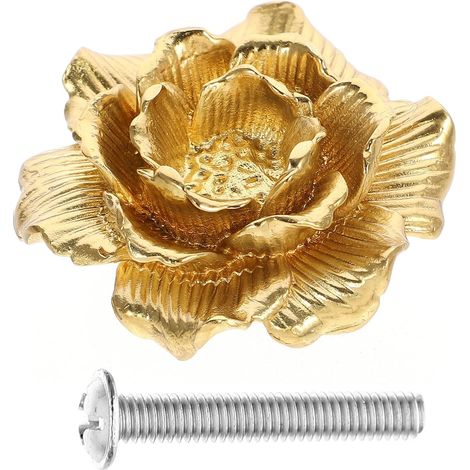 Poignée de Porte en Laiton Doré Forme Fleur Vintage Décorative et Pratique pour Armoires et Tiroirs de Chambre D'garçon et Filles ou Salle de Bain (1/5)