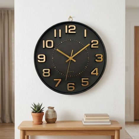 Contemporary Black Gold Wall Clock (1/2)