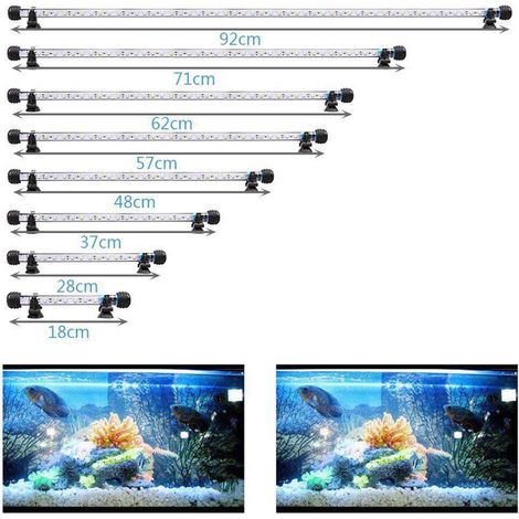 Éclairage LED pour Aquarium Lampe Submersible Étanche Barre Lumineuse Tube Fluorescent pour Bocal à Poissons et Coraux Bleu et Blanc