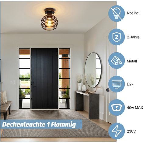 Deckenleuchte, Spots beweglich, schwarz gold | ETC Shop