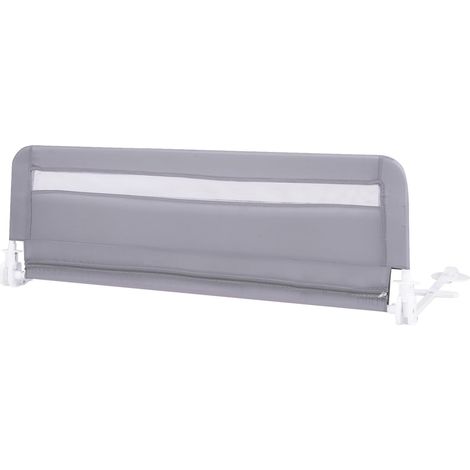 GOPLUS Barriere de Securite Enfant 120 cm, Barrière de Lit Bébé Rabattable avec Cadre en Métal, Housse Amovible & Lavable et Sangle de Sécurité, pour Lit Simple, Double, Queen, King (Gris) (1/5)