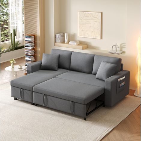 Umwandelbare Eckcouch mit Stauraum, 219,5 x 142,5 x 83 cm, dunkelgrau HAVRYA (1/5)