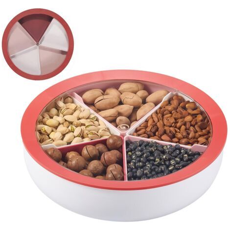BUNTHAUS Creative Snack Plat de service avec couvercle, Red, approx 11.2″ diameter 3.1″ height (1/3)