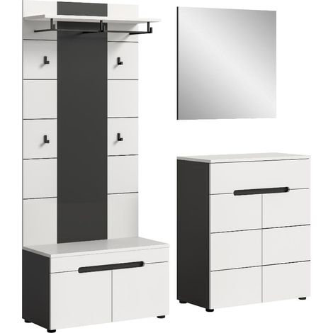 Canu Garderobenmöbel Set C34 weiß, grau.