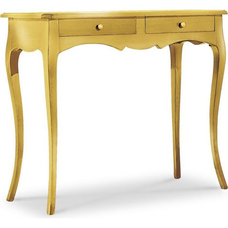 Consolle classica in legno 2 cassetti Foglia Oro