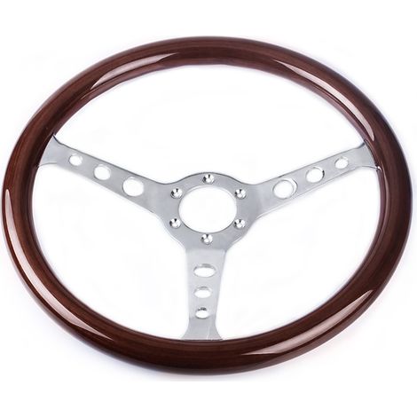 15-inch 380mm 6-hole wood retro steering wheel for classic cars - solid wood steering wheel - no horn (1/4)