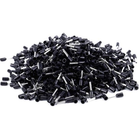 1000 cosses à sertir pré-isolées E1008 18AWG 1,0 mm² argent noir (1/5)
