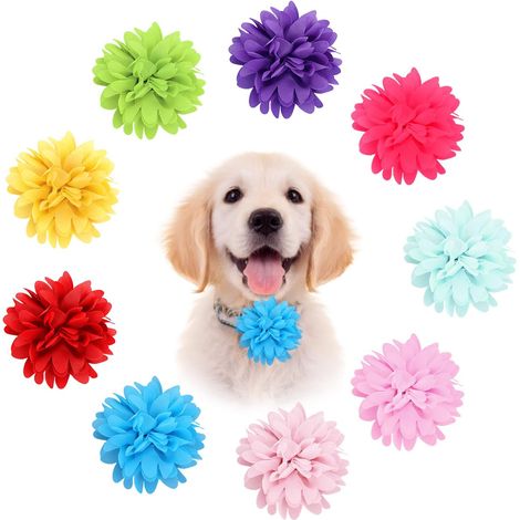 10pcs 4inch Dog neck Flower Christmas set réglable animaux de compagnie grande fleur Bow beauté accessoires (couleur aléatoire) (1/5)