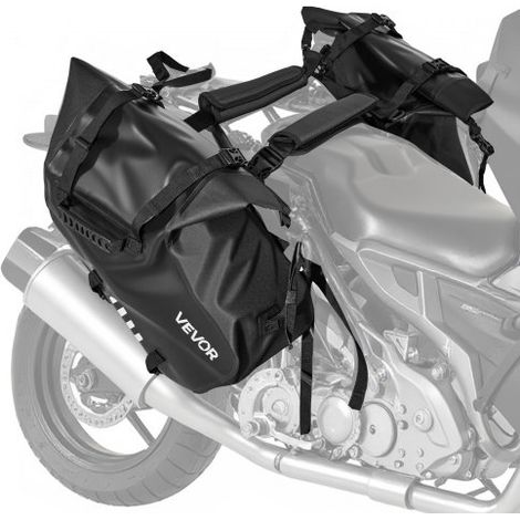 Motorradtasche Motorrad Satteltasche 14 L x 2 wasserfest, große Seitensatteltasche für Motorradgepäck, Gepäckaufbewahrung mit unterem Gurt, Schwarz Seitentasche Outdoor Sport