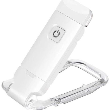 Wiederaufladbare, tragbare LED-Leselampe mit Clip, ideal zum Lesen im Bett. Einstellbare Helligkeit, dimmbares Lesezeichenlicht (weiß). (1/5)