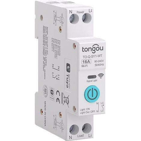 16A DIY Interrupteur Intelligent Compatible avec Alexa, Google Assistant, TUYA/Smart Life APP Contrôle à Distance, Rail Din Commutateur WiFi avec Commande Vocale et Fonction de Temps (1/5)