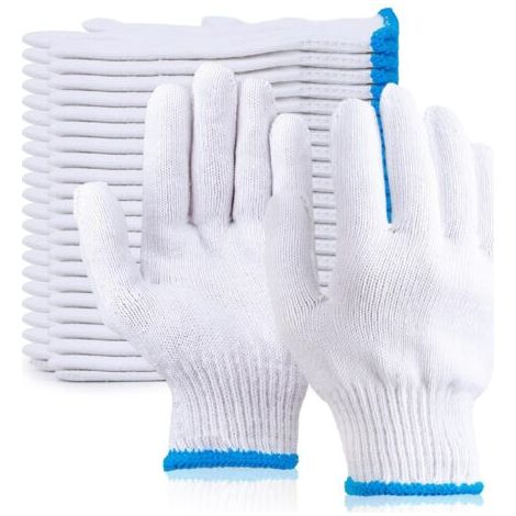 QORVA-Gants blancs pour hommes et femmes, 12 paires de gants de cuisine, adaptables aux grillades, à la cuisine, aux fours, aux fours, etc. (1/5)