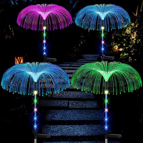 Lampes solaires de jardin, lot de 2, tubes en acier inoxydable, double couche, étoiles et lune, avec LED, étanches IP65, idéales pour pelouses, trottoirs, terrasses, balcons et décorations paysagères. (1/4)