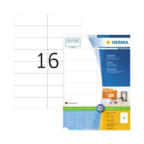 Herma 4620 Étiquettes 105 x 37 Premium A4 3200 pièces Blanc (1/4)