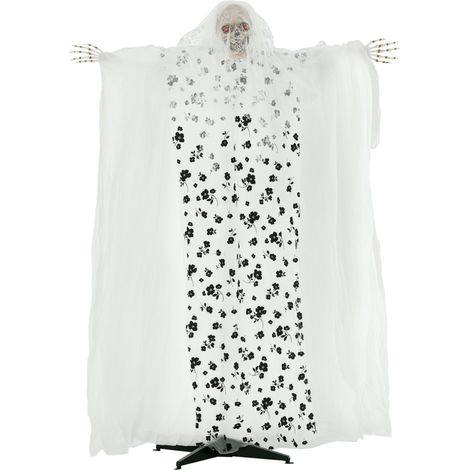 Decoración de Halloween: novia fantasma, ojos brillantes y que gritan, se activa con el movimiento, 170 cm de alto, para interiores. (1/5)