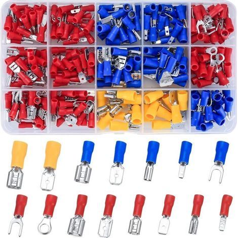 280 Pièces Cosses a Sertir Electriques, Connecteur Electriques Mâles et Femelles, pour Voiture, Cosses Plates, Cosses Fourches, Cosses Anneau (1/4)