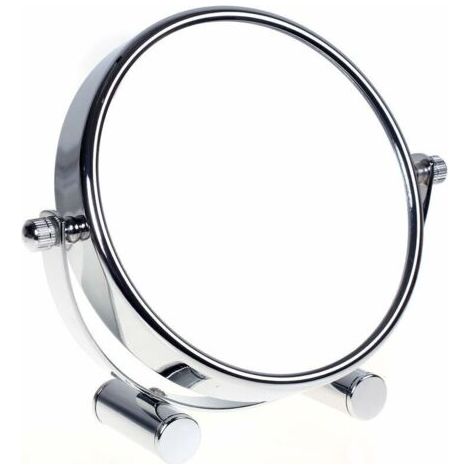 Miroir de Maquillage/Miroir cosmétique, pivotant à 360° - Double Face : Normal et grossissement x10.Miroir sur Pied, Miroir Rasage, Miroir Salle de Bain, chromé--TRIMEC (1/4)