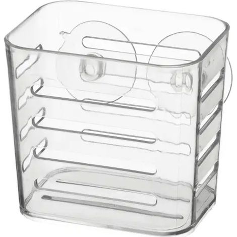 Étagère de douche en plastique transparent à ventouses 10.9x9x10.2cm (1/3)