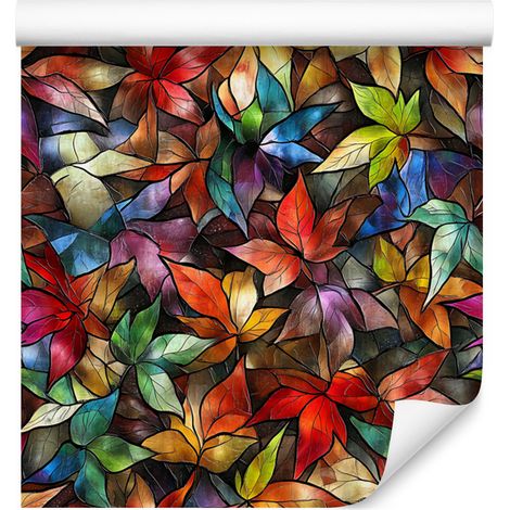 Papier peint vitrail rouge et rouille pour salon et chambre 50x1000 cm (1/5)