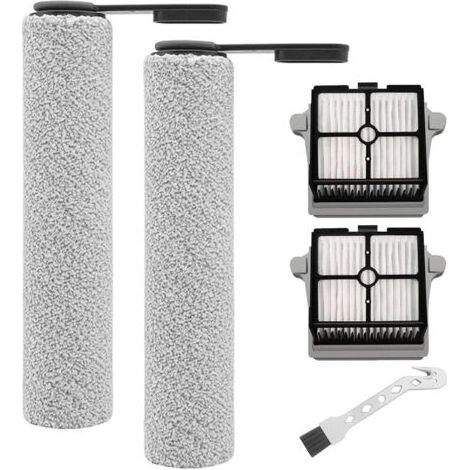 Rouleau de brosse de rechange et Filtre HEPA pour Tineco FLOOR ONE S7 PRO/FLOOR ONE S6 aspirateur humide et sec, 2 rouleaux de brosse + 2 filtres + 1 brosse de nettoyage (1/4)